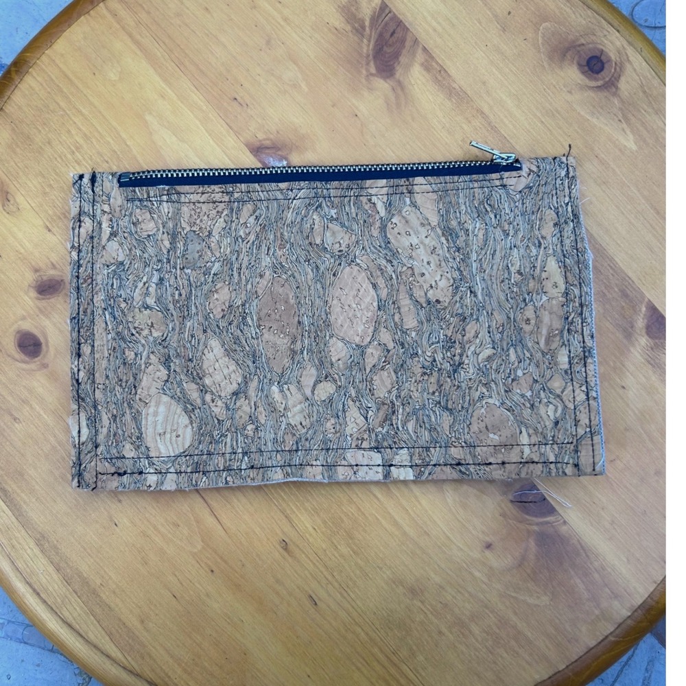 Cork Zipper Pouch Vegan Leather Clutch One Size Natural Sustainable Eco Friendly